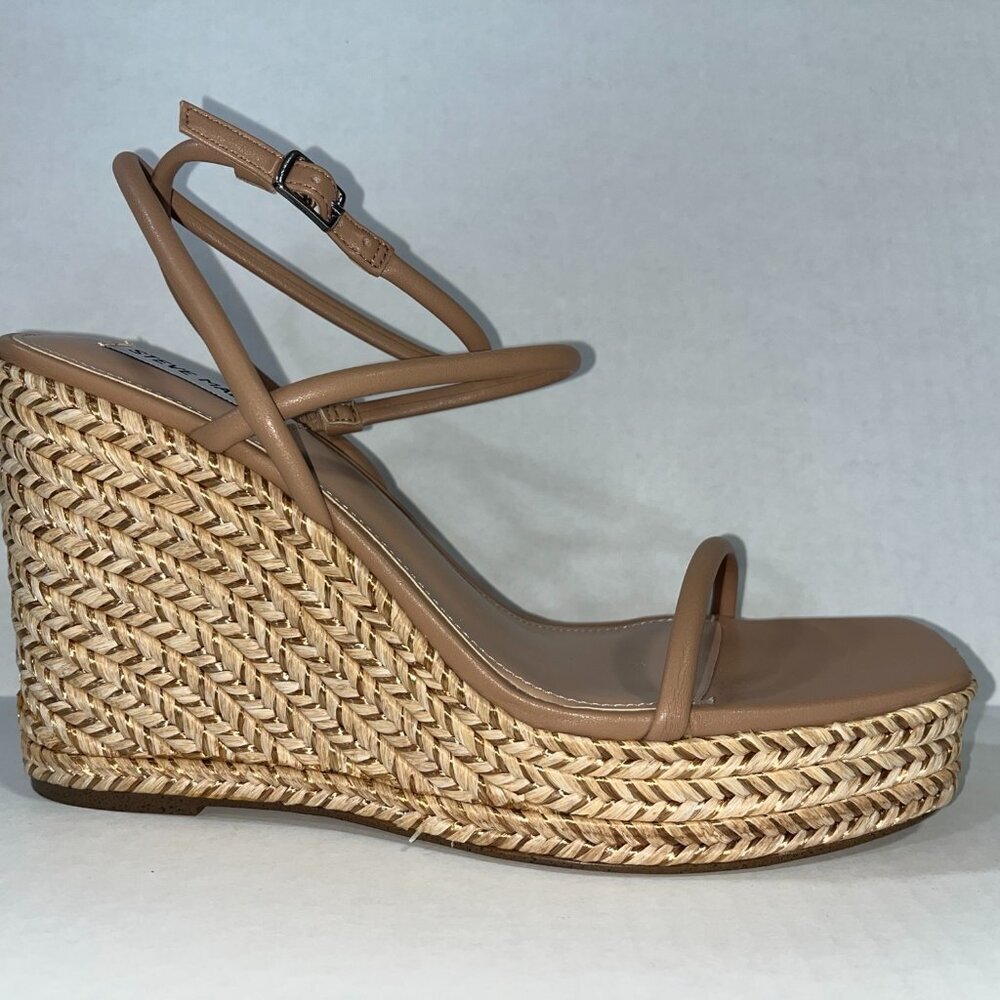 NEW Steve Madden Women's Unify Platform Wedge Sandals in Natural Raffia Size 11M - Picture 8 of 8